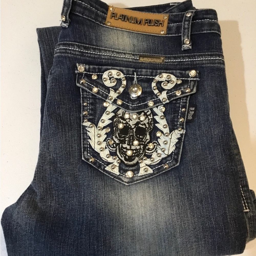 Platinum Plush Embellished Dark Wash Jeans